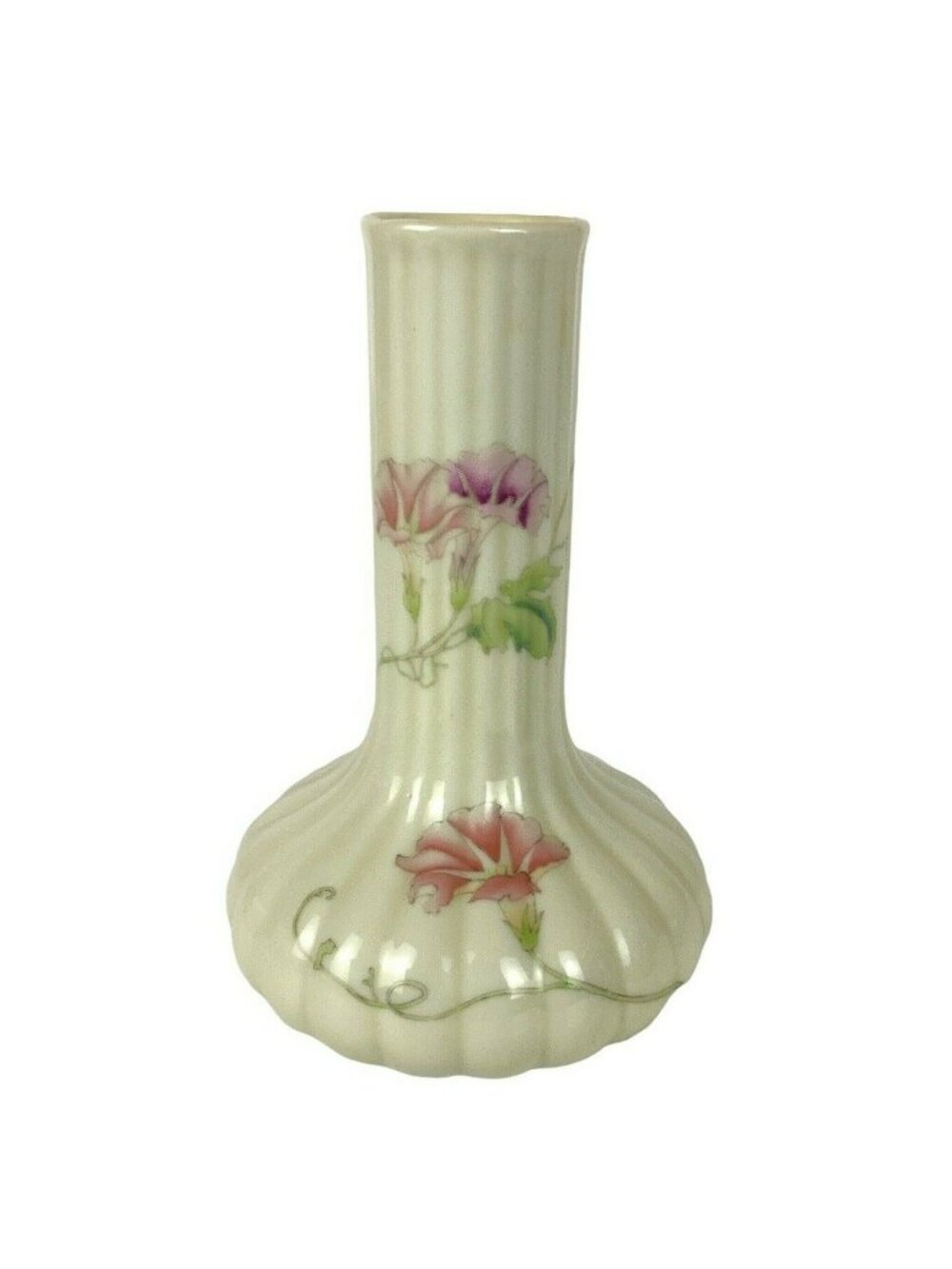 Toyo Morning Glory Bud Vase 6 inch Ceramic Pink Floral Design By Magie Japan